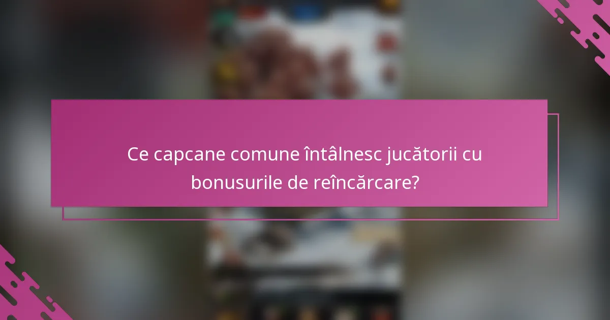 Ce capcane comune întâlnesc jucătorii cu bonusurile de reîncărcare?