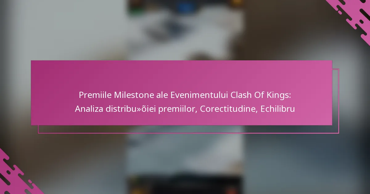 Premiile Milestone ale Evenimentului Clash Of Kings: Analiza distribuției premiilor, Corectitudine, Echilibru