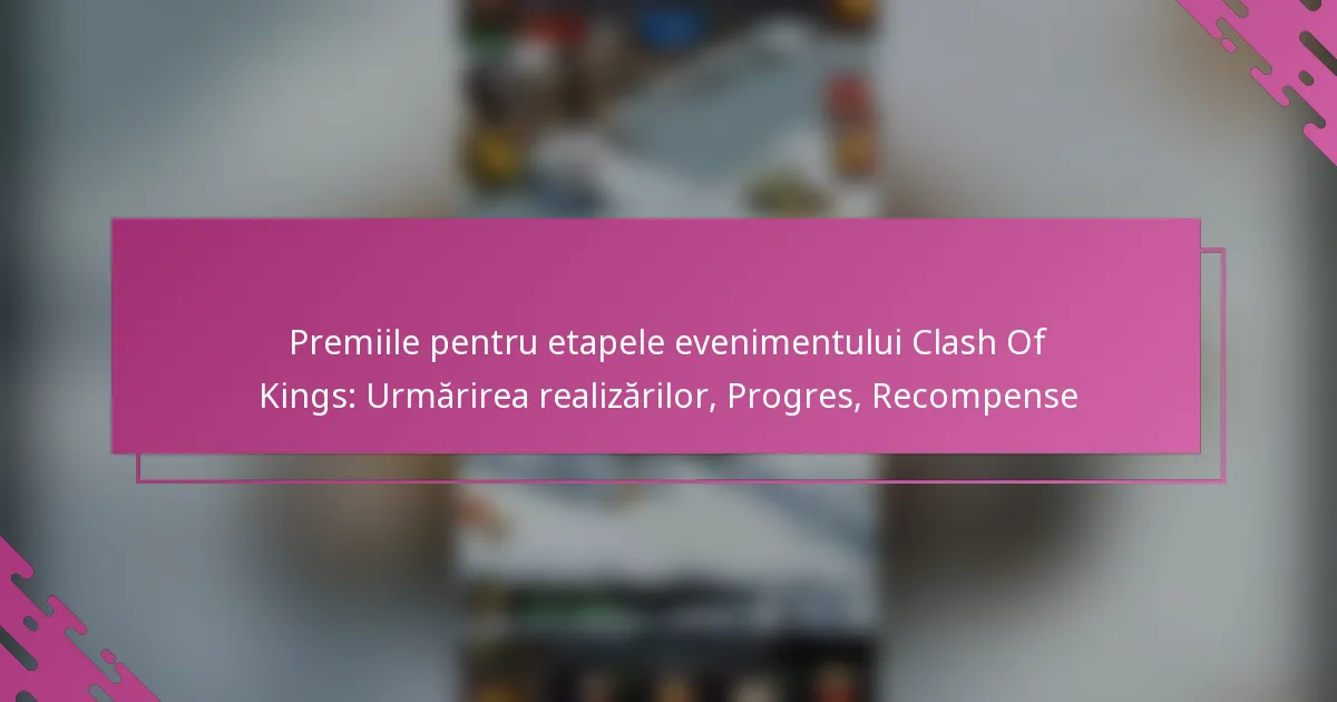 Premiile pentru etapele evenimentului Clash Of Kings: Urmărirea realizărilor, Progres, Recompense